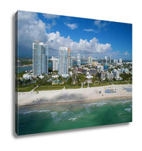 Load image into Gallery viewer, Gallery Wrapped Canvas, Aerial Miami Beach Drone Photo Taken Over Ocean