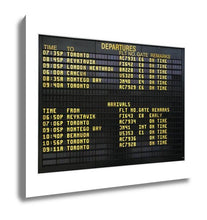 Load image into Gallery viewer, Gallery Wrapped Canvas, Airport Board Showing Departures And Arrivals To Various Cities Isolated On