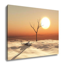 Load image into Gallery viewer, Gallery Wrapped Canvas, 3d Illustration Of A Desert Landscape With Cow Skull And Dead Tree