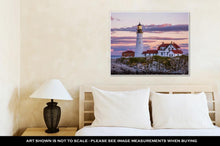 Load image into Gallery viewer, Gallery Wrapped Canvas, A Classic New England Lighthouse The Portland Head Light After Sunset Portland