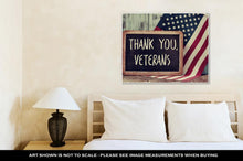Load image into Gallery viewer, Gallery Wrapped Canvas, The Text Thank You Veterans Written In A Chalkboard And A Flag Of The United