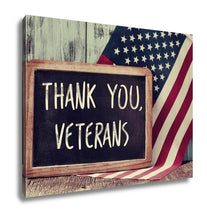 Load image into Gallery viewer, Gallery Wrapped Canvas, The Text Thank You Veterans Written In A Chalkboard And A Flag Of The United