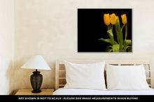 Load image into Gallery viewer, Gallery Wrapped Canvas, Yellow Tulips On A Dark