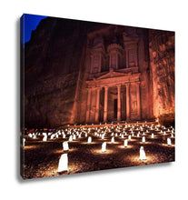 Load image into Gallery viewer, Gallery Wrapped Canvas, Treasury Khasneh Petrjordan Night Petrby Night Light 1800 Candles