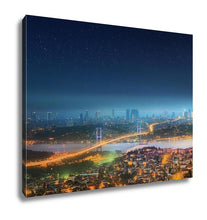 Load image into Gallery viewer, Gallery Wrapped Canvas, Panoramof Istanbul And Bosphorus Bridge At Night