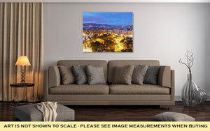 Gallery Wrapped Canvas, Barcelonskyline From Plazespanat Night