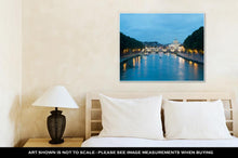Load image into Gallery viewer, Gallery Wrapped Canvas, View On St Peters Basilica By Night Across The Tiber River Rome Italy