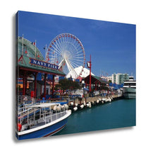 Load image into Gallery viewer, Gallery Wrapped Canvas, Looking Down Navy Pier On Sunny Day In Chicago