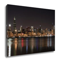 Load image into Gallery viewer, Gallery Wrapped Canvas, Chicago At Night In Winter Day