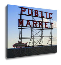 Load image into Gallery viewer, Gallery Wrapped Canvas, Seattle Public Market Center Sign Pike Place Market Seattle Wa USA