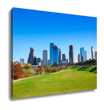 Load image into Gallery viewer, Gallery Wrapped Canvas, Houston Skyline In Sunny Day From Park Grass Of Texas USA
