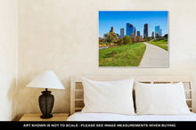 Load image into Gallery viewer, Gallery Wrapped Canvas, Houston Skyline In Sunny Day From Park Grass Of Texas USA