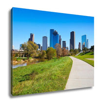 Load image into Gallery viewer, Gallery Wrapped Canvas, Houston Skyline In Sunny Day From Park Grass Of Texas USA