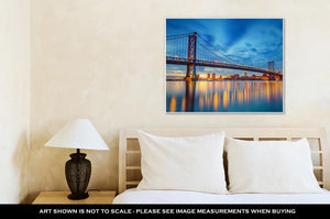 Gallery Wrapped Canvas, Ben Franklin Bridge In Philadelphiat Sunset