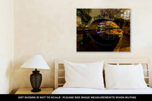 Load image into Gallery viewer, Gallery Wrapped Canvas, Night Time Scenic Views Riverwalk Christmas Lights On Rainy Day