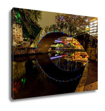 Load image into Gallery viewer, Gallery Wrapped Canvas, Night Time Scenic Views Riverwalk Christmas Lights On Rainy Day