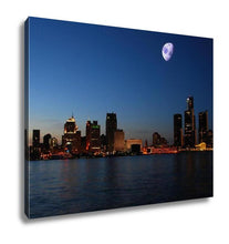 Load image into Gallery viewer, Gallery Wrapped Canvas, Night Skyline Detroit
