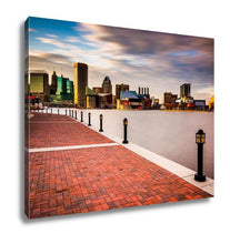 Load image into Gallery viewer, Gallery Wrapped Canvas, Long Exposure Skyline Waterfront Promenade Baltimore Maryland