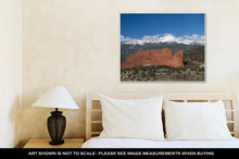 Load image into Gallery viewer, Gallery Wrapped Canvas, Clouds Roll Over Pikes Peak In Colorado Springs With The Red Rock Formation Of