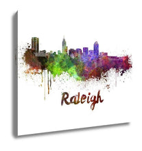 Load image into Gallery viewer, Gallery Wrapped Canvas, Raleigh Skyline In Watercolor