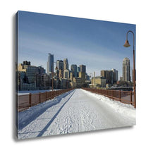 Load image into Gallery viewer, Gallery Wrapped Canvas, Snow Covering The Stone Arch Bridge Minneapolis Minnesota USA