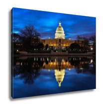 Load image into Gallery viewer, Gallery Wrapped Canvas, Us Capitol Building And Reflection At Sunrise Washington Dc USA