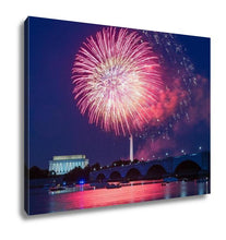 Load image into Gallery viewer, Gallery Wrapped Canvas, Lincoln Memorial Fireworks Over Washington Dc
