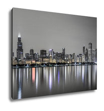 Load image into Gallery viewer, Gallery Wrapped Canvas, View Of Chicago Skyline Over Lake Michigan At Night