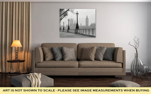Gallery Wrapped Canvas, Big Ben Houses Of Parliament Black And White Photo