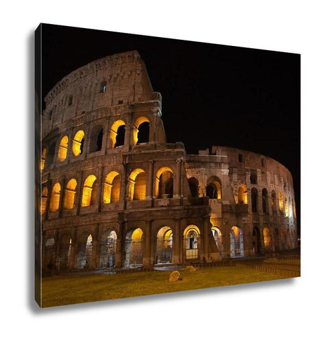 Gallery Wrapped Canvas, Colosseum Night View Of Ruins Of Colloseum In Rome Italy