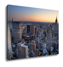 Load image into Gallery viewer, Gallery Wrapped Canvas, New York City Manhattan Skyline Panorama Sunset Aerial View With