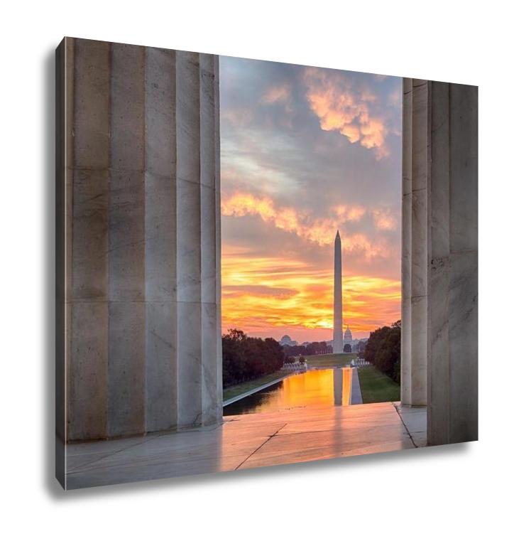Gallery Wrapped Canvas, Brilliant Sunrise Over Reflecting Pool Dc