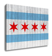 Load image into Gallery viewer, Gallery Wrapped Canvas, Chicago Flag On Wood
