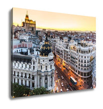 Load image into Gallery viewer, Gallery Wrapped Canvas, Panoramic View Of Gran Via Madrid Spain