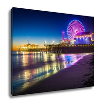 Load image into Gallery viewer, Gallery Wrapped Canvas, The Santa Monica Pier At Night In Santa Monica California