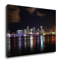 Load image into Gallery viewer, Gallery Wrapped Canvas, Downtown Of Miami Night Skyline Landscape City