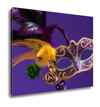 Load image into Gallery viewer, Gallery Wrapped Canvas, Mardi Gras Or Carnival Mask On Purple
