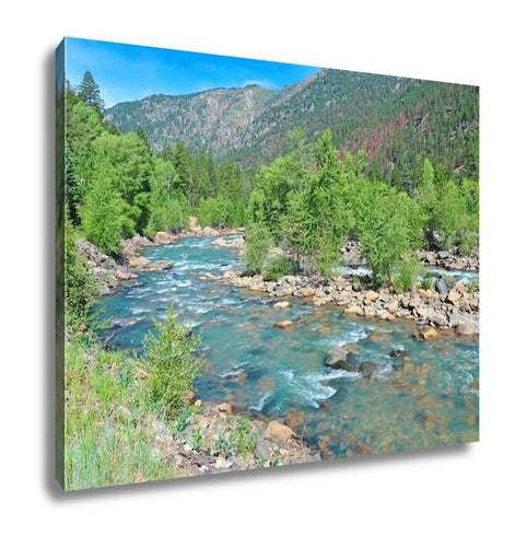 Gallery Wrapped Canvas, A River Runs Through It Pristine Fly Fishing Water In The Mountains