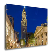 Load image into Gallery viewer, Gallery Wrapped Canvas, Custom House Tower And Quincy Market At Night Boston USA