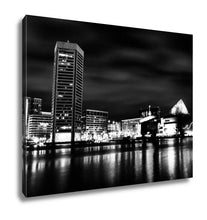 Load image into Gallery viewer, Gallery Wrapped Canvas, Long Exposure Of The Colorful Baltimore Skyline At Night Maryla