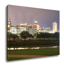 Load image into Gallery viewer, Gallery Wrapped Canvas, Fort Worth Texas Downtown Skyline Trinity River Late Night
