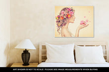 Load image into Gallery viewer, Gallery Wrapped Canvas, Fantasy Art Beauty Girl Takes Beautiful Flowers Her Hands