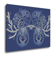 Load image into Gallery viewer, Gallery Wrapped Canvas, Ethnic Folk Art Of Two Peacock Bird With Flowering Branch Design