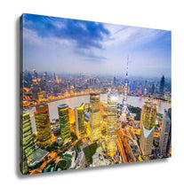 Load image into Gallery viewer, Gallery Wrapped Canvas, Shanghai China City Skyline Over The Pudong Financial District
