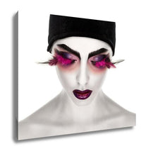 Load image into Gallery viewer, Gallery Wrapped Canvas, Face Art Fantastic Make Up Luxury Feather Eyelashes Surrealism