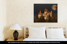 Load image into Gallery viewer, Gallery Wrapped Canvas, Bran Castle Count Draculas Castle On Full Moon Transylvania Romania