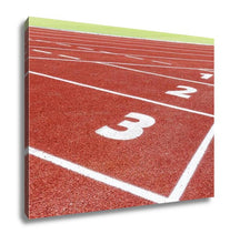 Load image into Gallery viewer, Gallery Wrapped Canvas, The Beginning Of The Athletics Track With Three Numbers