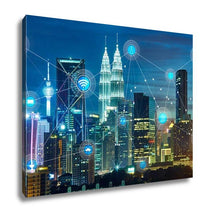 Load image into Gallery viewer, Gallery Wrapped Canvas, Smart City And Wireless Communication Network Abstract Image Visual Internet Of