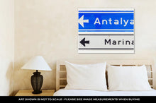 Load image into Gallery viewer, Gallery Wrapped Canvas, Road Sign Antalya Marina Isolated