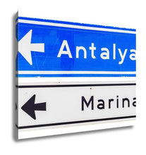 Load image into Gallery viewer, Gallery Wrapped Canvas, Road Sign Antalya Marina Isolated